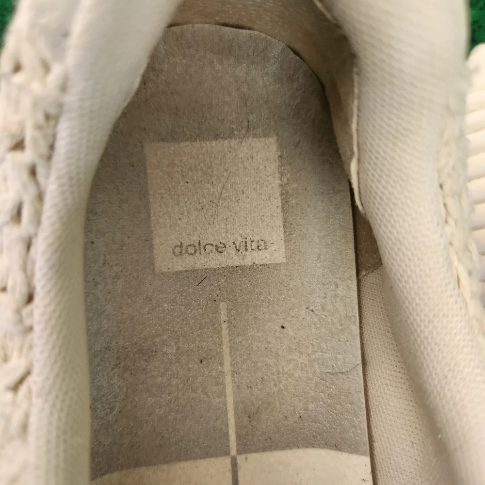 Dolce Vita Dolen Crochet & Leather Platform Sneakers Size 9 Ivory